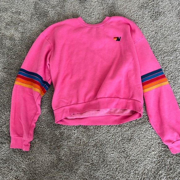 Aviator Nation Tops - Pink Aviator Nation 5 Stripe Crewneck Size S